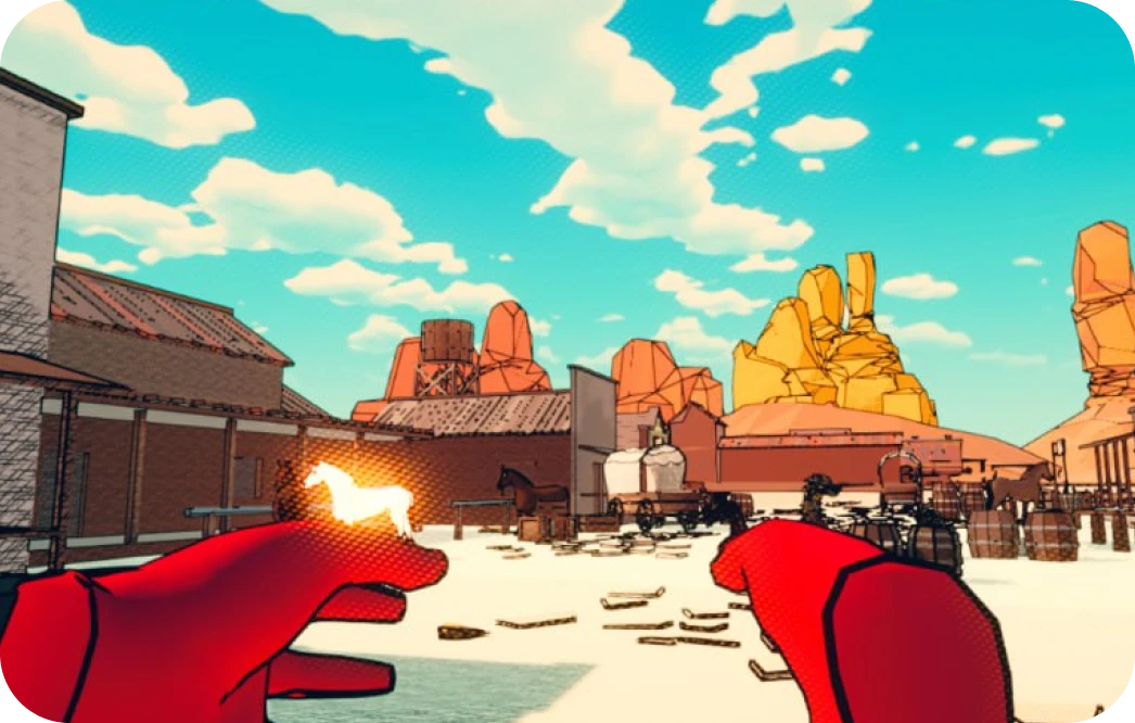 A stylized photo of two people.